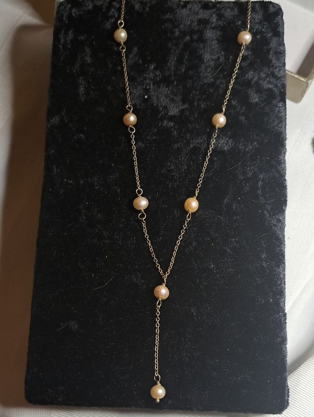 Gold-Tone Pearl Y-Lariat Necklace in Cream Pearls